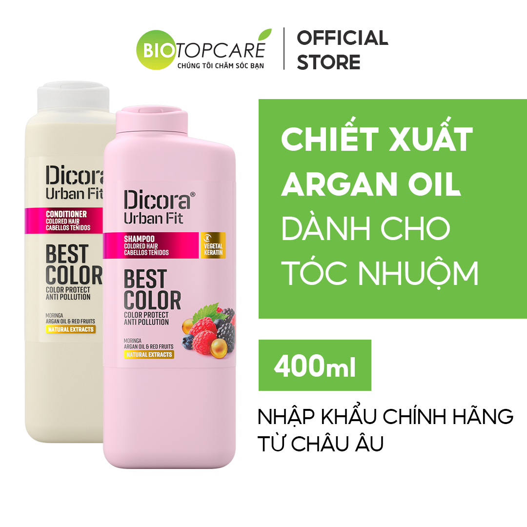 Cặp dầu gội xả làm mềm, giữ màu cho tóc nhuộm Dicora Urban Fit Argan Oil 400ml - BioTopcare Official