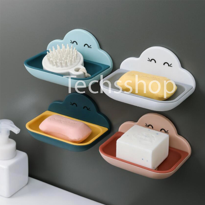 Khay đựng xà phòng dán tường có khay chứa nước hình đôi mắt - Lắp đặt không cần khoan tường - Kệ nhà tắm đa năng - Kệ để xà bông nhà vệ sinh - Kệ bàn chải - Kệ bồn rửa chén