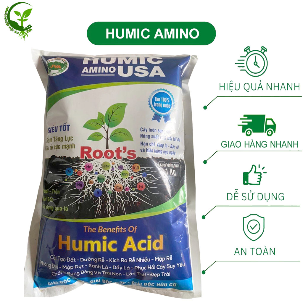 Phân bón humic amino usa 1kg kích rễ tăng trưởng cây eva19 vietau