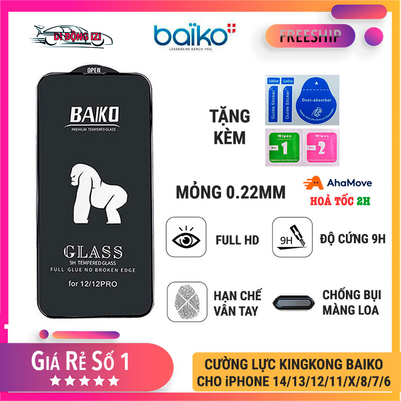 Kính Cường Lực iPhone Kingkong Baiko Cho 14 13 12 11 Mini Pro ProMax XsMax