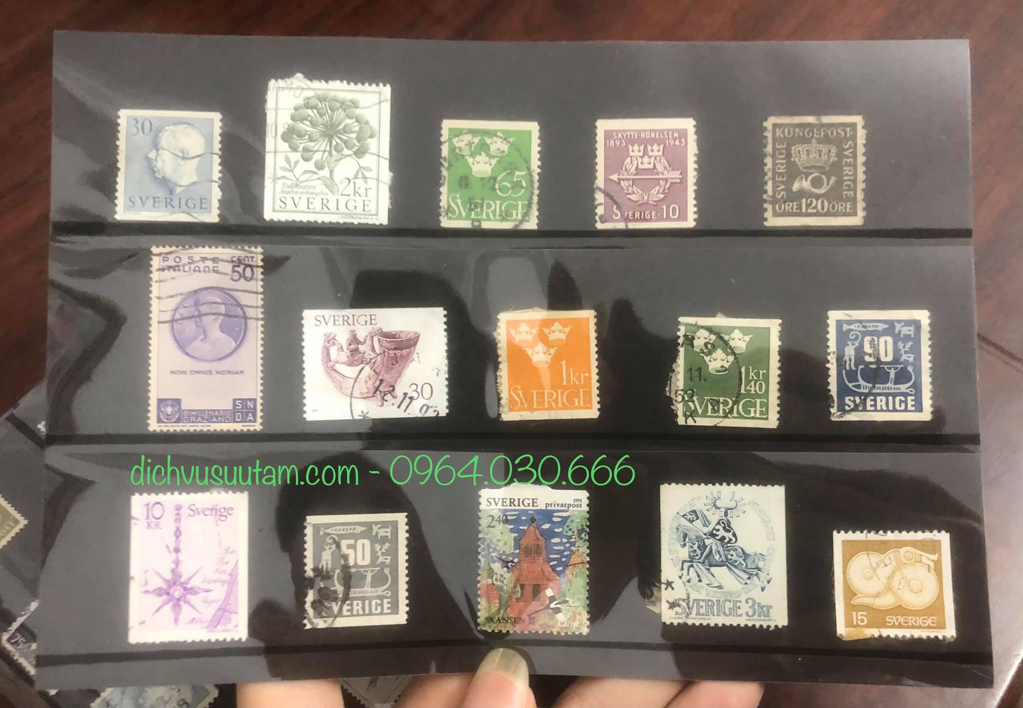 Bìa tem Thụy Điển 15 tem khác nhau
