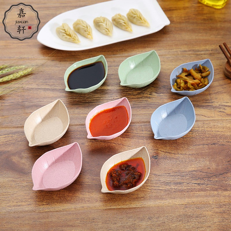 Chén đĩa đựng gia vị nước chấm làm từ lúa mạch hình chiếc lá