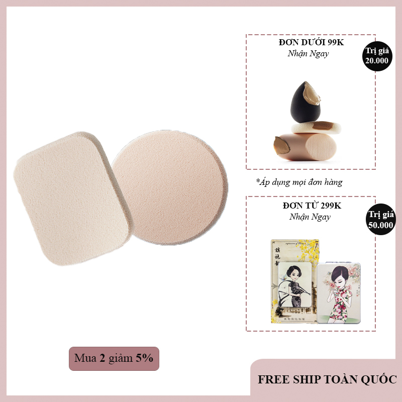 Mút trang điểm SET 2 BÔNG Bông tán kem, Mút tán phấn, Miếng mút trang điểm, siêu Cute đẹp mịn đàn hồi cực tốt (màu ngẫu nhiên)(KHUYẾN MÃI 3 NGÀY)