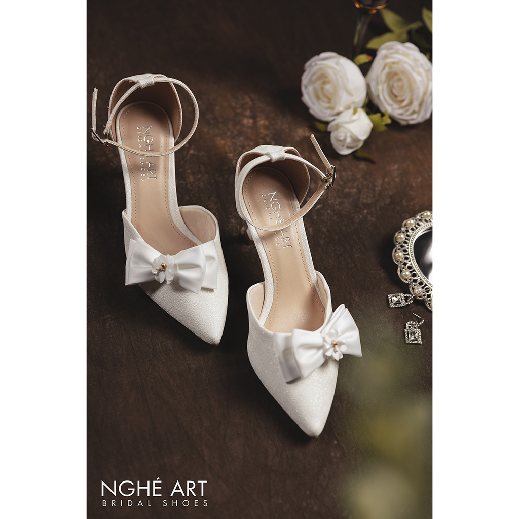 Giày cưới nghé art nơ lụa 448