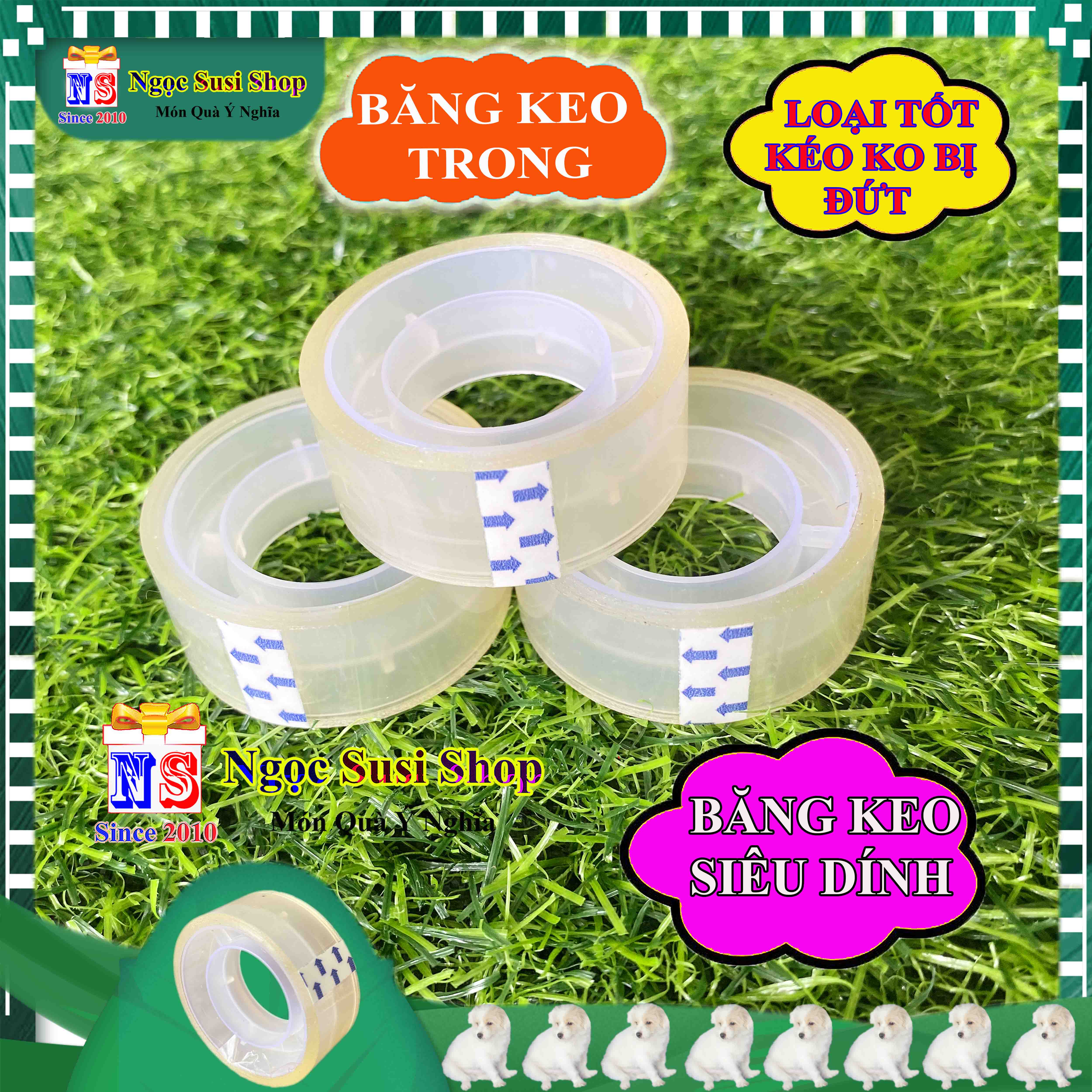 Cuộn băng keo trong băng dính nhỏ 0.4cm siêu dính - cuộn băng dính trong