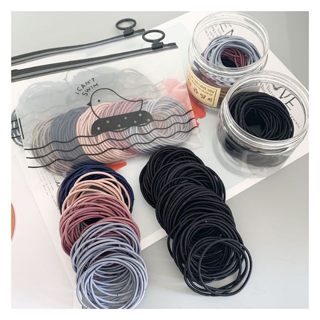 Set 100 chun buộc tóc trơn nhiều màu Hàn Quốc