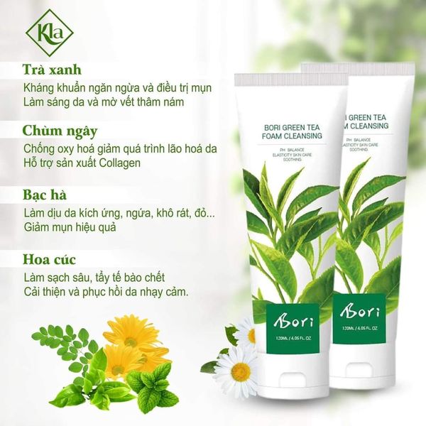 Sữa rửa mặt trà xanh bori hàn quốc 120ml