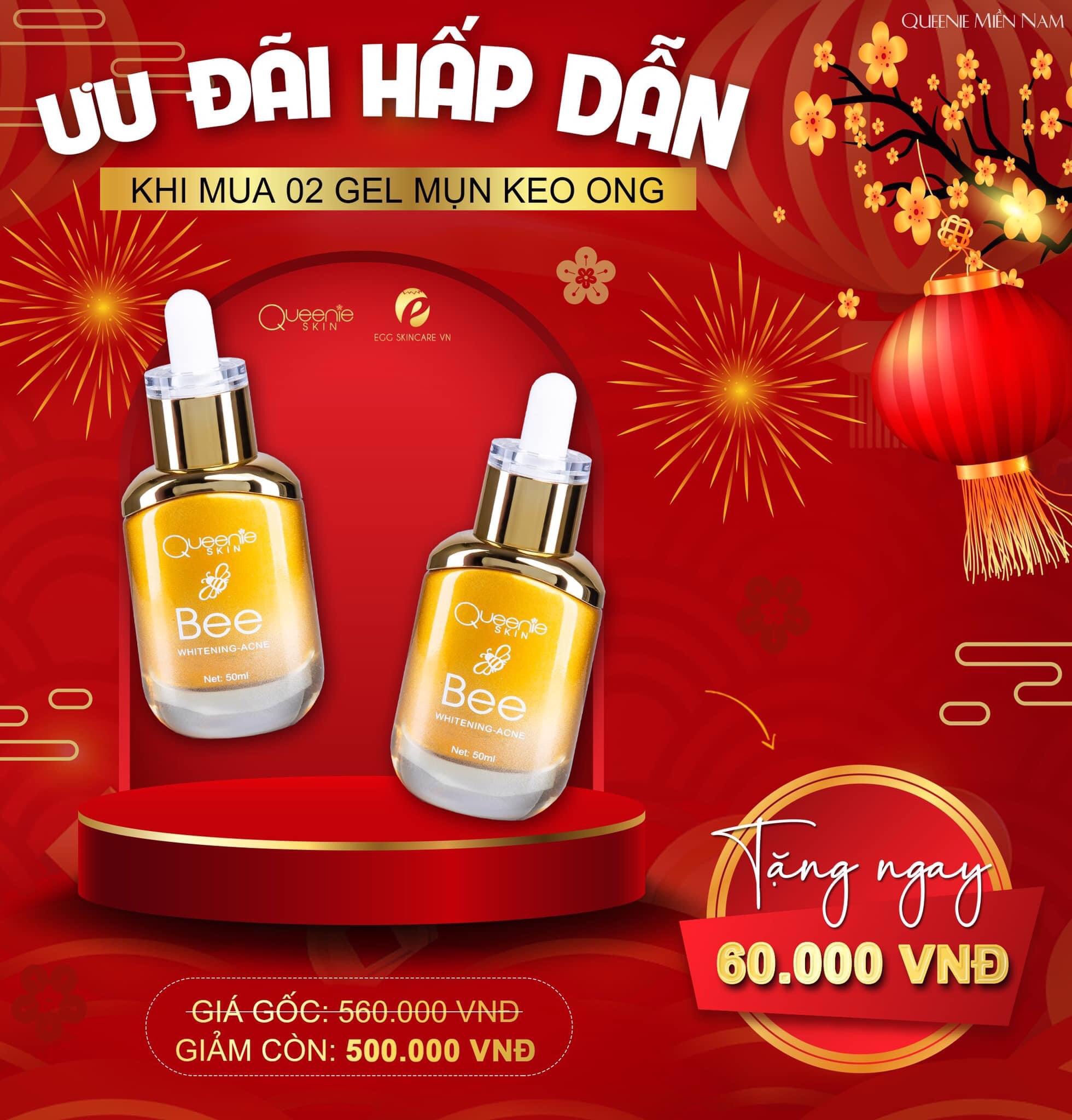 COMBO 2 CHAI GEL MỤN KEO ONG 24H QUEENIE SKIN SIÊU TIẾT KIỆM [CHÍNH HÃNG] GIÚP GIẢM MỤN NHANH TRONG VONG 24H , LAM SÁNG DA