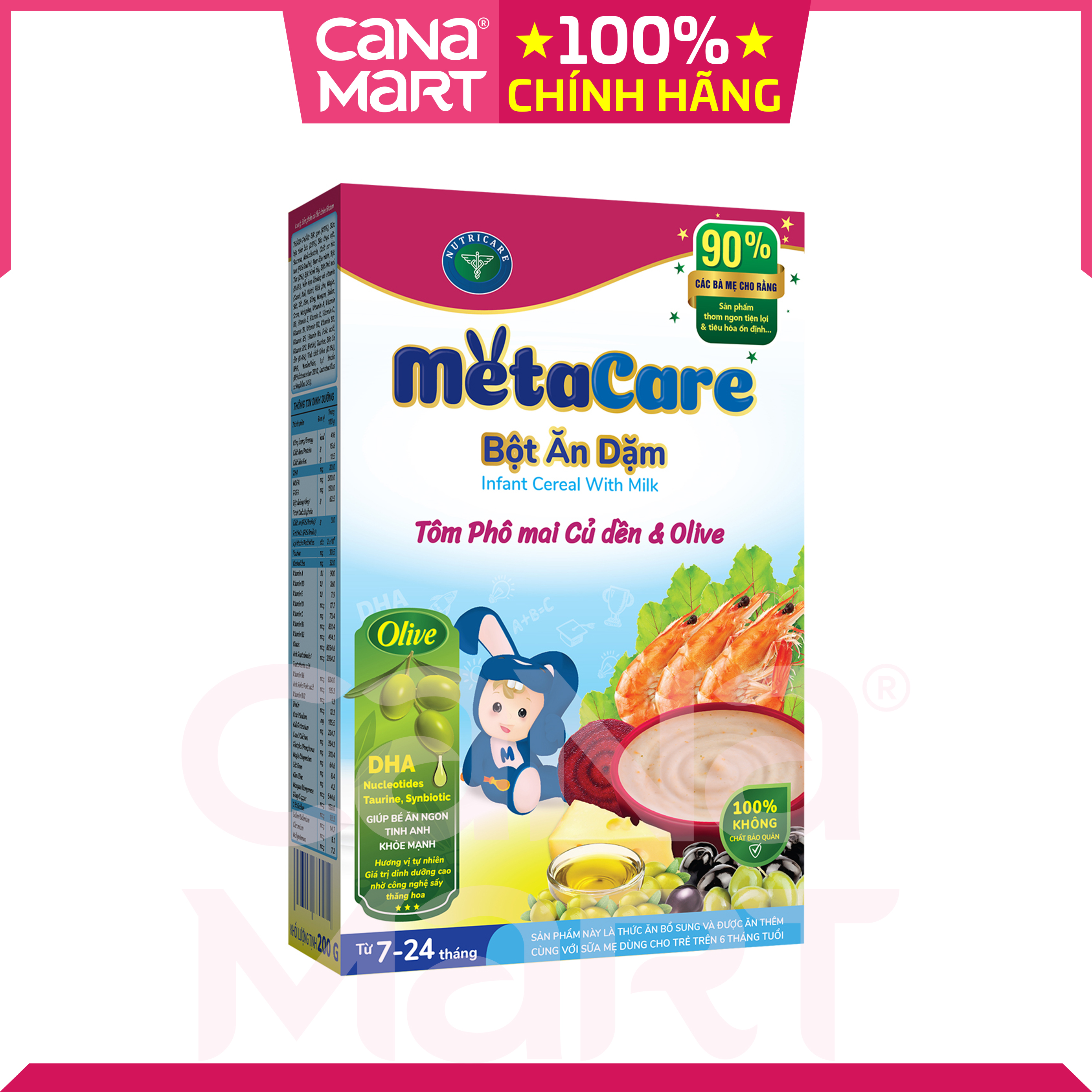 Bột ăn dặm Metacare Tôm phô mai củ dền & olive (200g)