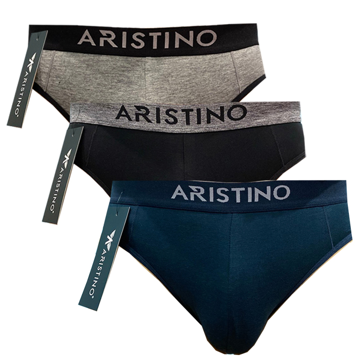 [Set 3 chiếc] Quần sịp tam giác Aristino ABF-03707 chất liệu Cotton, Spandex cạp liền thấm hút mồ hôi, co giãn 4 chiều cực tốt