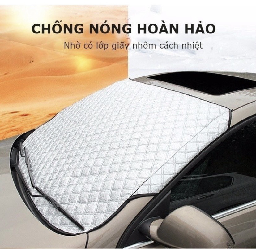 Tấm che nắng, chắn nắng kính lái dạng bạt dày 3 lớp cho xe ô tô loại cao cấp: