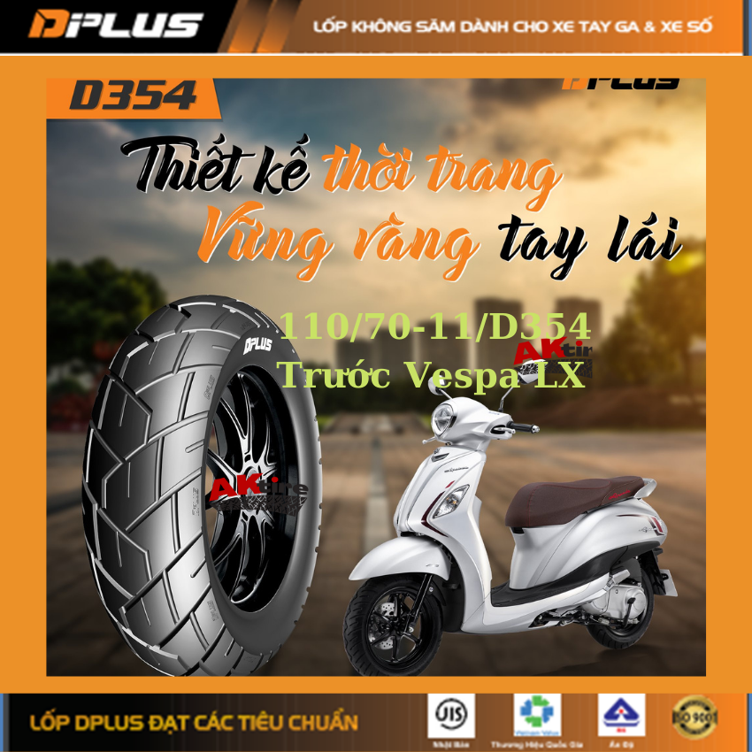 Lốp(vỏ) Trước Vespa LX, Vespa Primavera 110/70-11 DPLUS - CÔNG NGHỆ NHẬT