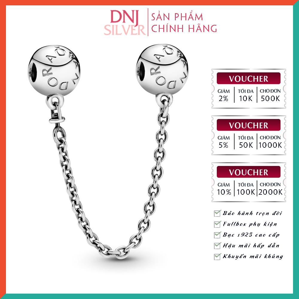 Charm bạc 925 cao cấp, hàng chuẩn bạc - Charm Pan Logo Safety Chain thích hợp để mix vòng tay charm - DN367