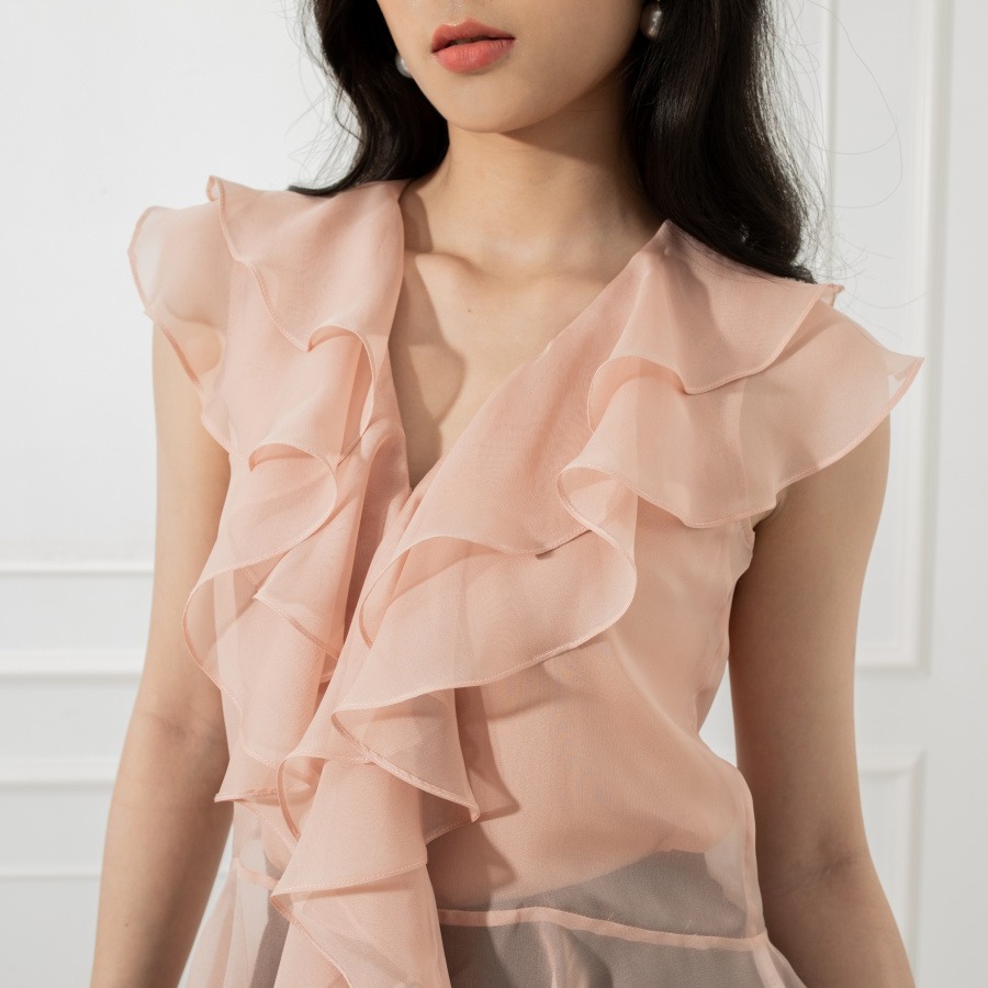 Masara Áo tơ bèo không tay hồng phấn