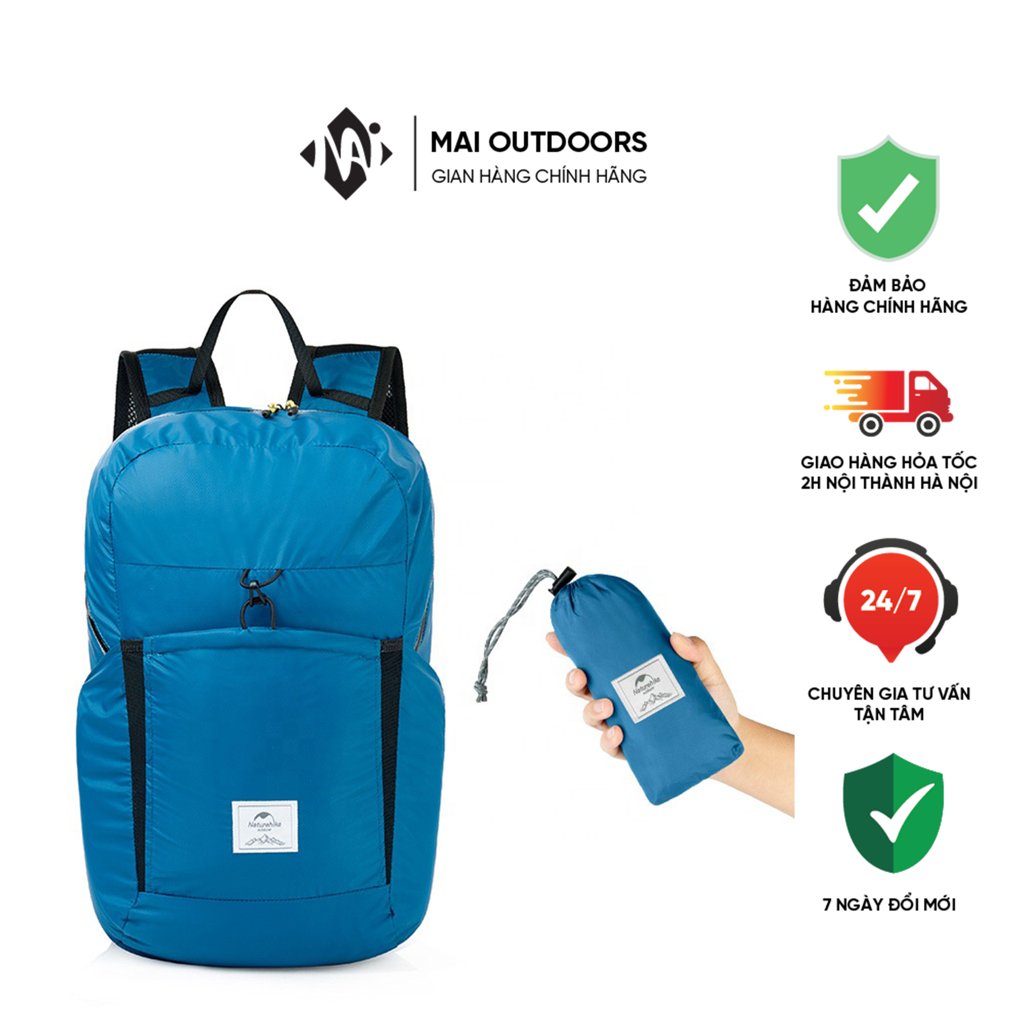 Balo du lịch gấp gọn chống nước 22l naturehike nh17a017-b
