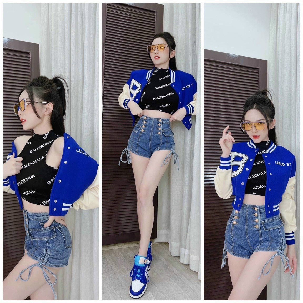 Áo khoác nỉ croptop thêu chữ - Bomber croptop thêu chữ B Siêu thời Trang Cá Tính Năng Động