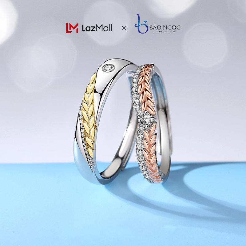 Nhẫn đôi bạc s925 cao cấp bông lúa đong đầy, nhẫn đôi tình yêu tỏ tình lãng mạn - nd2918 - bảo ngọc jewelry