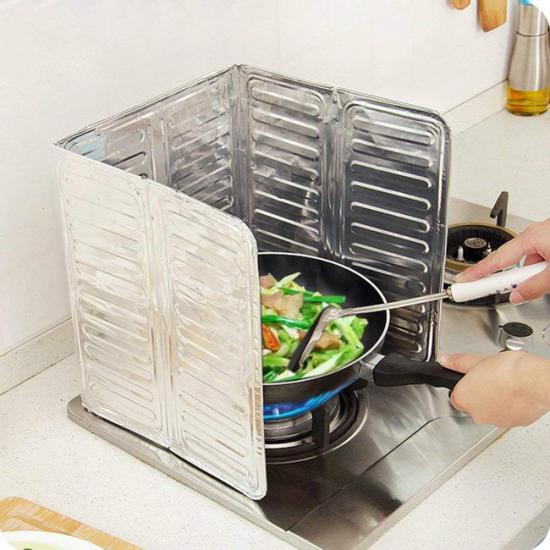 Dụng cụ chắn văng dầu mỡ tấm chắn bếp cách nhiệt miếng chắn chông văng dầu màng chắn văng dầu màn ngăn chắn văng dầu (Bạc) Tiện ích
