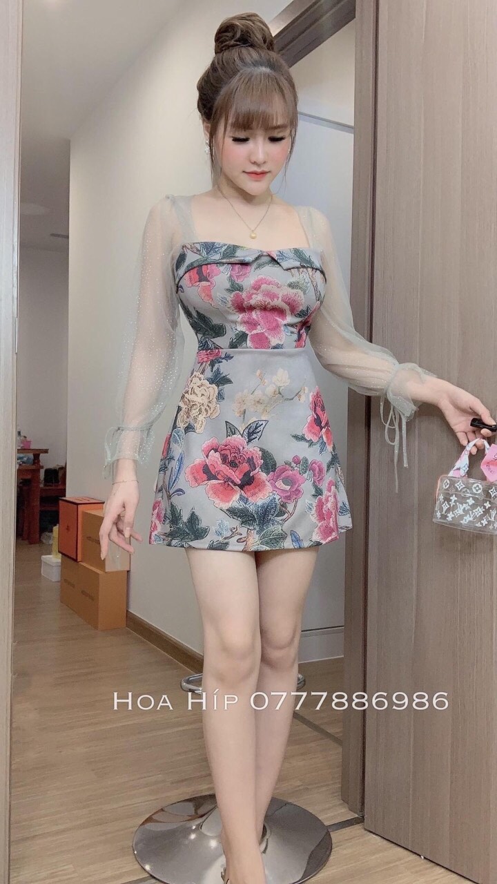 Đầm umi in 3D phối lưới