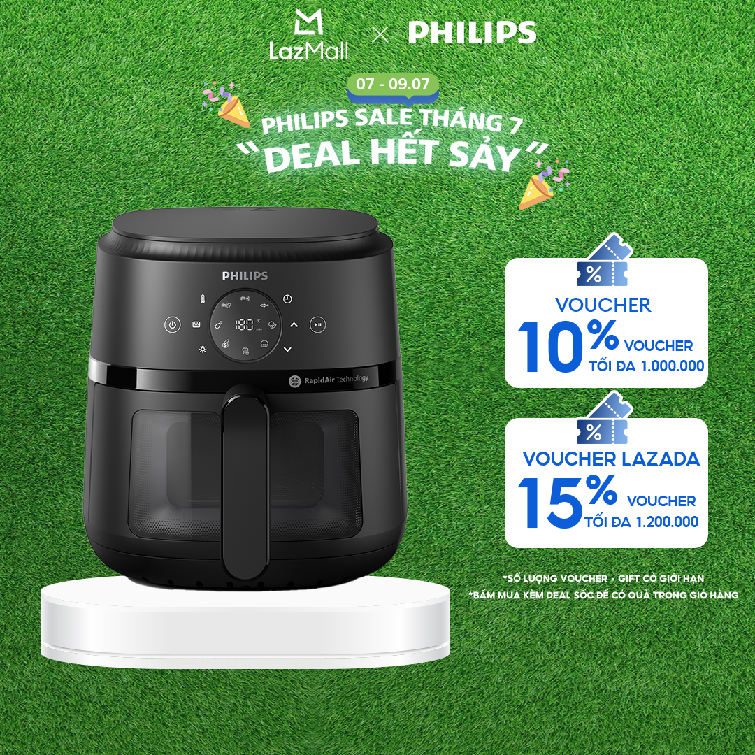 Nồi Chiên Không Dầu cảm ứng Philips NA220/00 - 13trong1 |4.2L|RapidAir Chín đều không lật trở- BH 2 năm - Hàng Phân Phối Chính Hãng