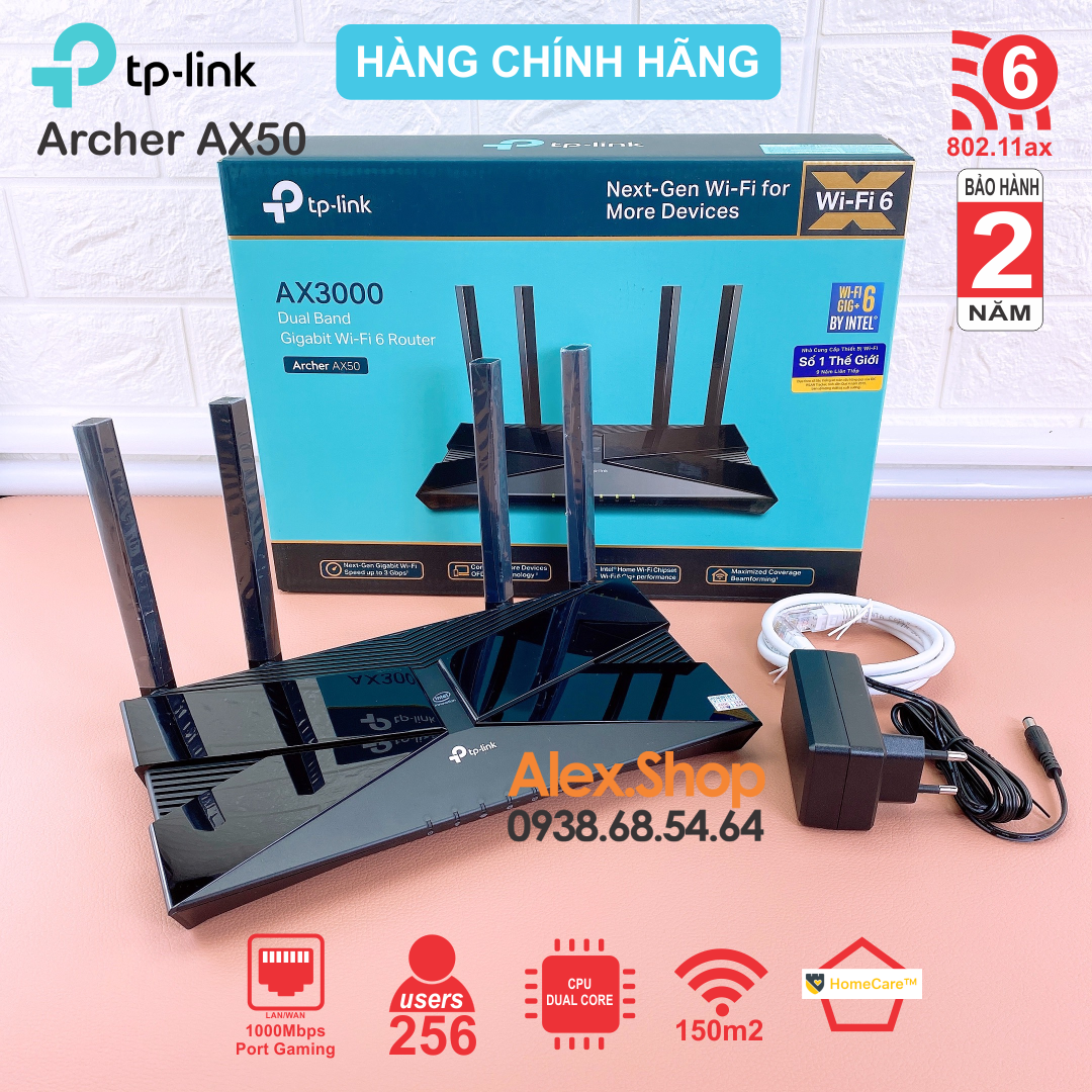 [Chính Hãng] TPLink X50 Archer AX50 Thiết Bị Phát Wifi6 Gigabit Băng Tần Kép AX3000