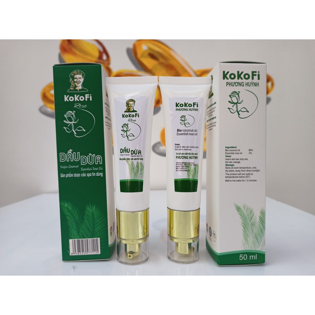 Dầu Dừa dưỡng da hoa hồng KoKoFi Rose 50ml_KOKOFI Phương Huỳnh Trà Vinh