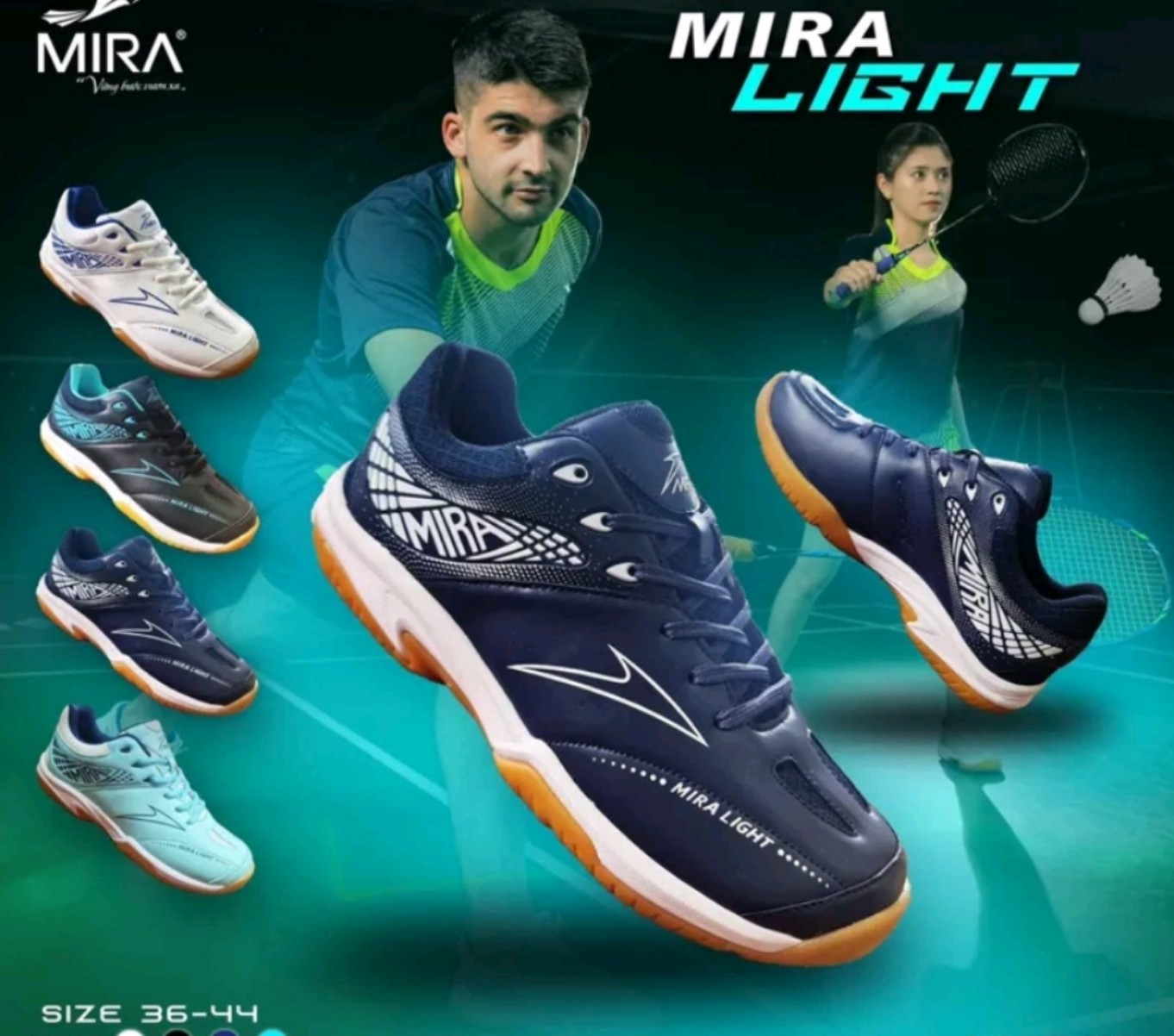 giày cầu lông bóng chuyền bóng rổ Mira Light chính hãng có tặng kèm vớ (tất) full hộp