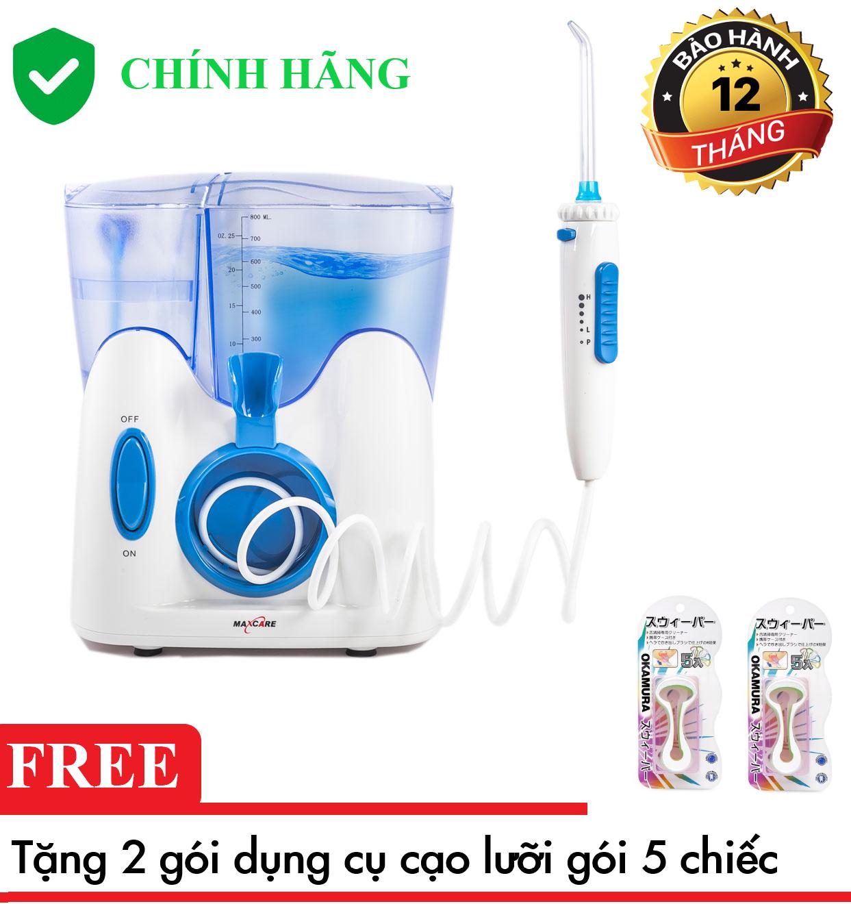 Máy tăm nước, dụng cụ vệ sinh răng miệng Maxcare - 456 Plus tặng 2 gói dụng cụ cạo lưỡi gói 5 chiếc TBYT H-Care