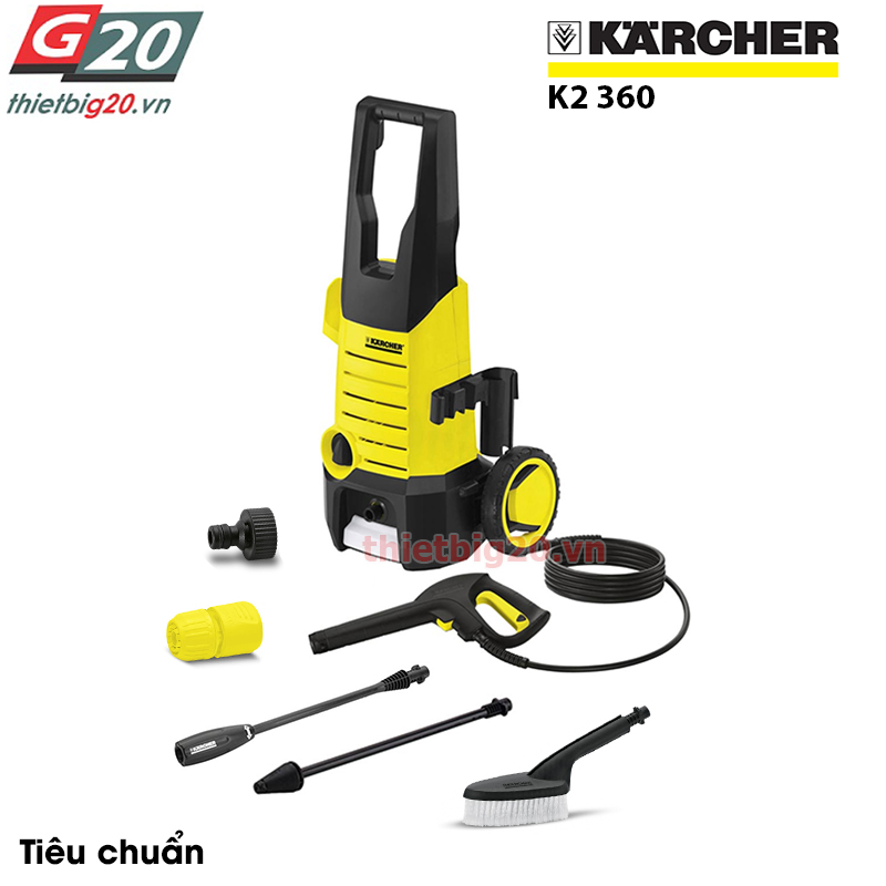 Máy rửa xe mini gia đình có chỉnh áp Karcher K2 360 KAP áp lực nước mạnh, rửa sạch các vết bẩn nhanh chóng, vệ sinh nhà sạch sẽ