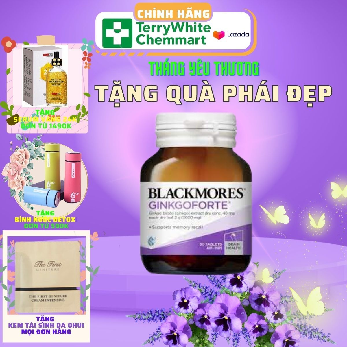 Viên uống bổ não , tăng cường trí nhớ , giúp ngủ ngon Blackmores Ginkgoforte 80 viên