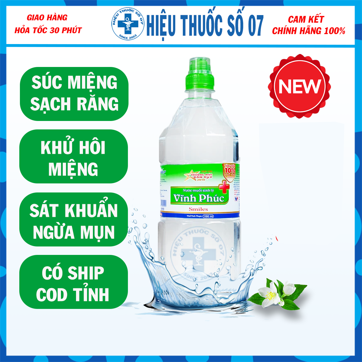 Nước muối sinh lý Vĩnh Phúc 500ml Natri clorid 0,9%