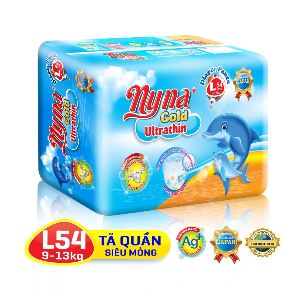 Tã quần siêu mỏng nyna gold size l cho bé. tã quần siêu mỏng, siêu thấm hút, mềm mại cho da bé kháng khuẩn khử mùi chống hăm thoáng khí.
