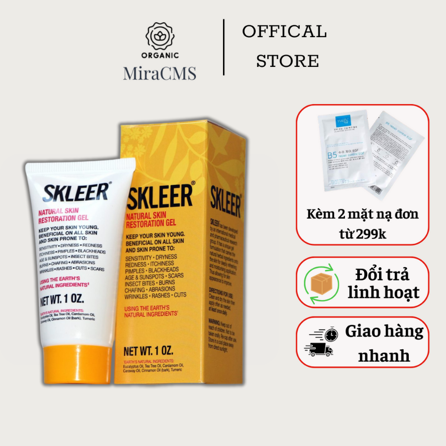 Gel giảm viêm, dưỡng ẩm, phục hồi da SKLEER Natural Skin Restoration