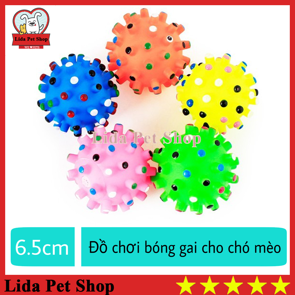 HN- Đồ chơi bóng gai 7 màu chít chít cho chó mèo chất liệu cao su an toàn - Lida Pet Shop