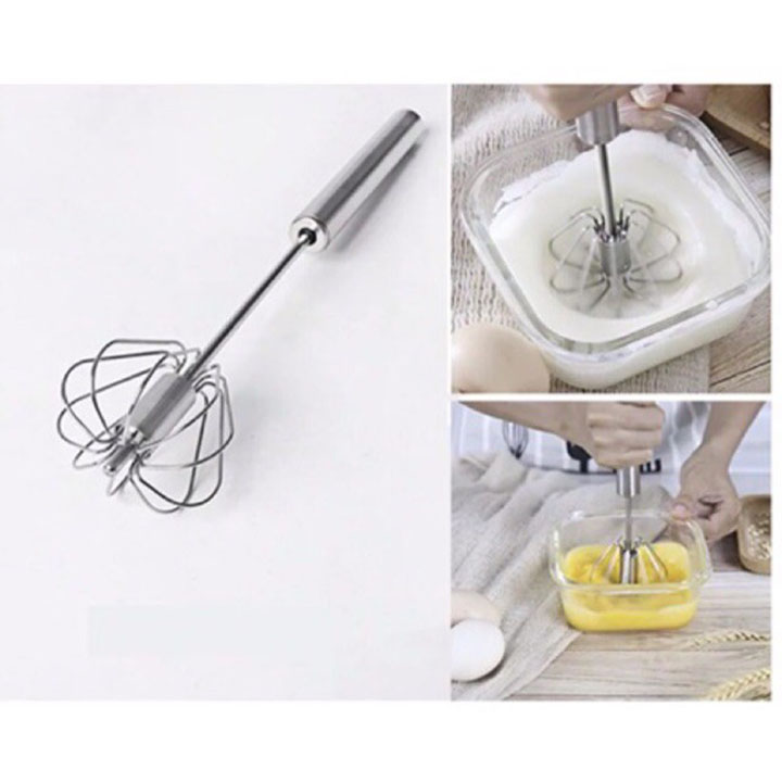 (Nhập FAB21H giảm 10%) Cây Đánh Trứng Inox Có Trục Xoay Tự Động, dụng cụ đánh trứng cầm tay, cây đánh trứng tự động, đánh trứng tự xoay