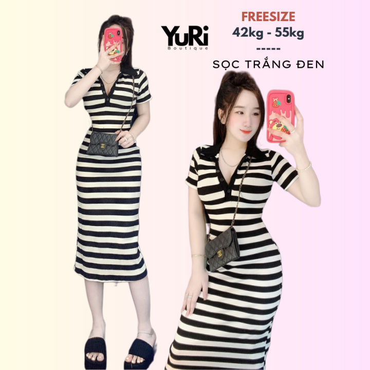 5 kiểu Đầm ôm dáng dài cổ trụ cài nút sang chảnh - YuRi 2018 - Đầm Maxi body