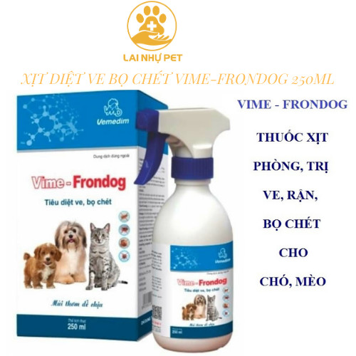 Thuốc xịt ve rận vime - frondog 250ml. tiêu diệt ve bọ chét ở chó mèo lai nhu pet 5000