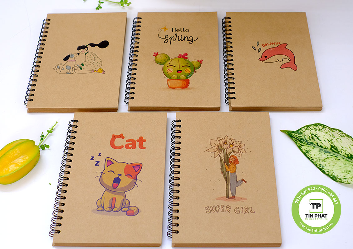 Sổ tay sketchbook, sổ tay giấy kraft, sổ tay vẽ chì A6, sổ tay lò xo mini dễ thương