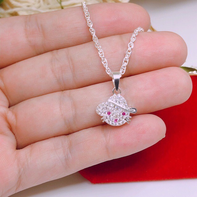 DÂY CHUYỀN KITTY MŨ CHO BÉ GÁI BẠC TA - Chuyên sỉ trang sức bạc, cam kết giá tốt kèm bảo hành