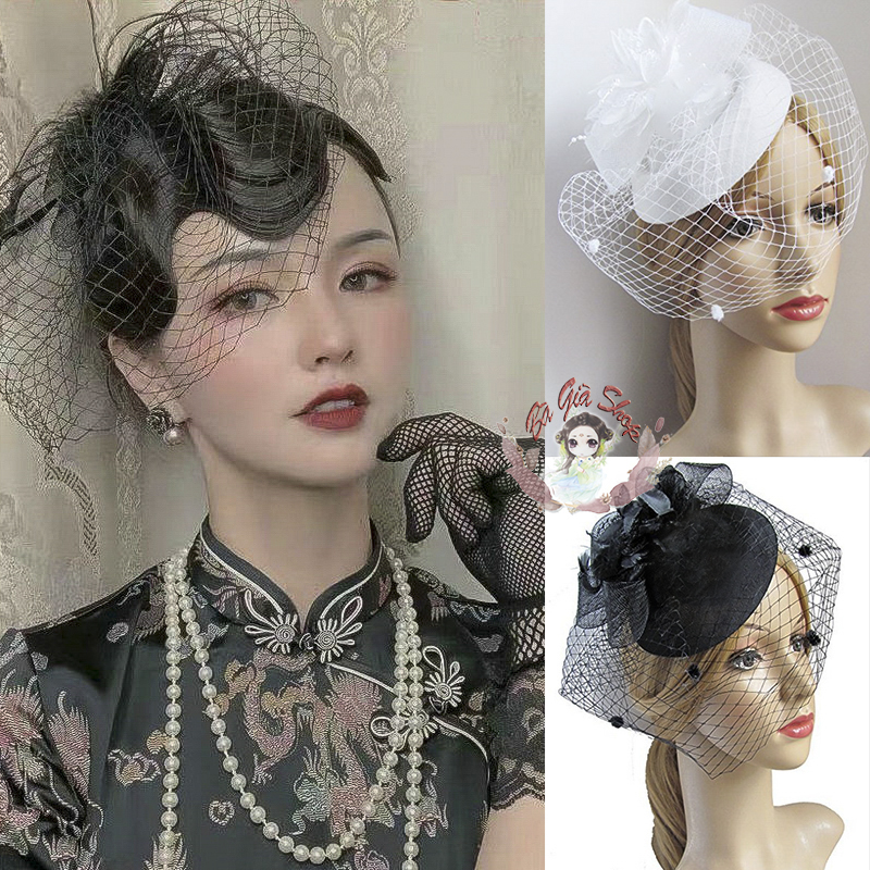 Mũ trùm lưới cô dâu chụp hình