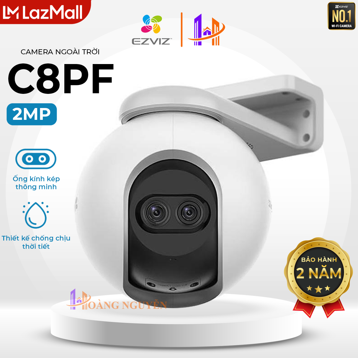 [LAZMALL] Camera Ngoài Trời EZVIZ C8PF 2MP - Công Nghệ AI Nhận Diện Người - Đàm Thoại 2 Chiều- EZVIZ Hoang Nguyen Authorized Store
