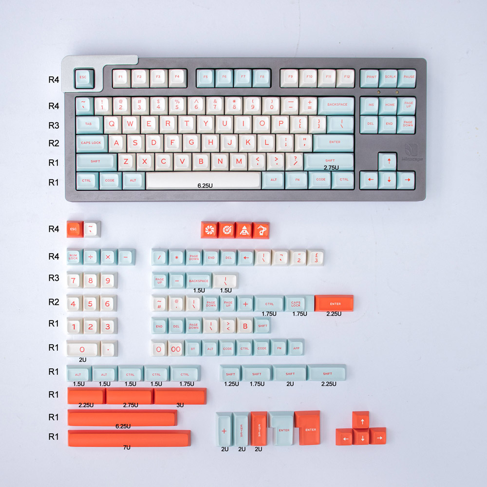 Bộ nút bàn phím cơ keycap sa aifei salmon - abs doubleshot - 170 phím