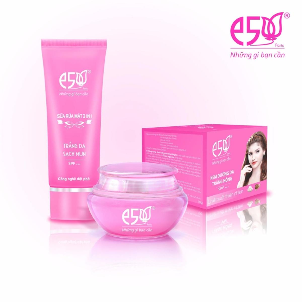 [HCM]Bộ Kem Dưỡng Da Trắng Hồng 12g Và Sữa Rửa Mặt E5
