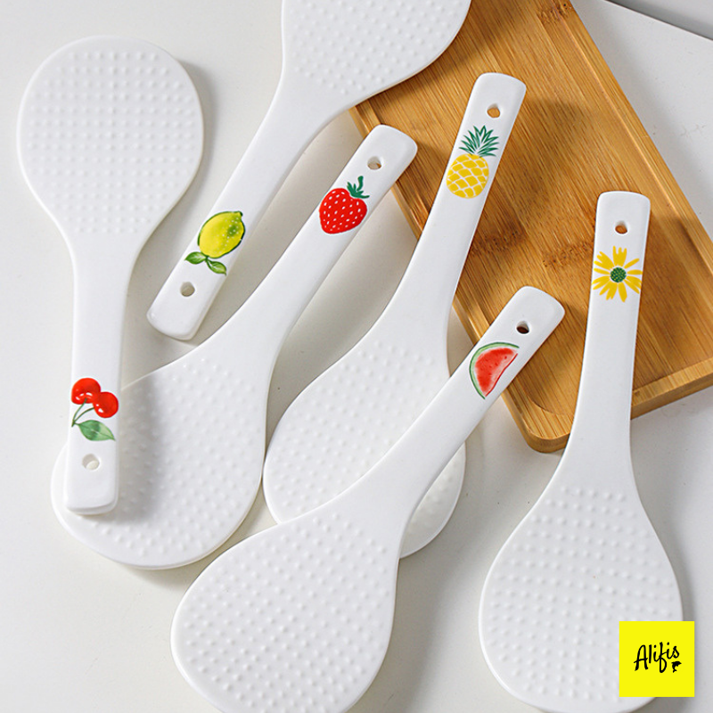 Muôi xới cơm, thìa xới cơm bằng sứ chống dính nhiều họa tiết
