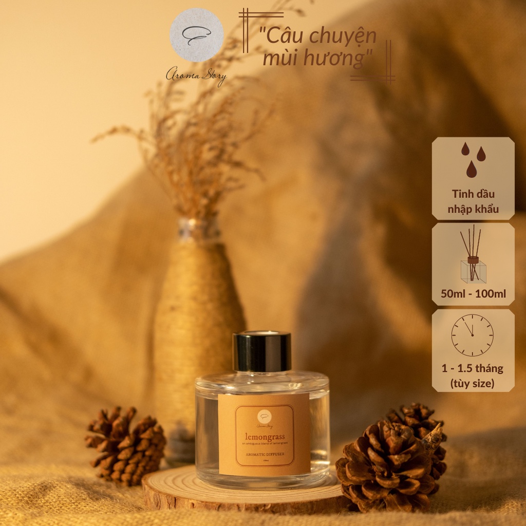 Tinh dầu khuếch tán Aroma Story hương sả chanh Lemongrass size 50ml/100ml