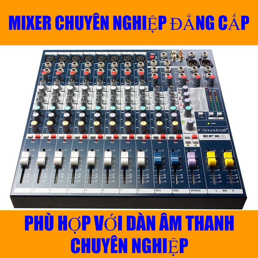 FREESHIP MAX | Mixer Soundcraft Efx8 Bán Chạy Mixer Sân Khấu, Hội Trường, Karaoke, 8 Line Đường Tiền Khuếch Đại Cao Cấp, Bộ Xử Lý Hiệu Ứng Onboard 24-Bit, Phối ɡhép Dễ Dàng, Xử Lý Âm Thanh Hoàn Hảo, Bảo Hành 1 Năm.