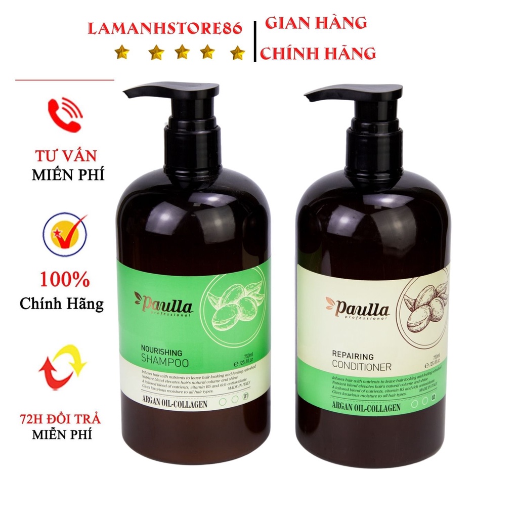 Cặp dầu gội xả Paulla chính hãng tái tạo và phục hồi tế bào mầm tóc 750ml