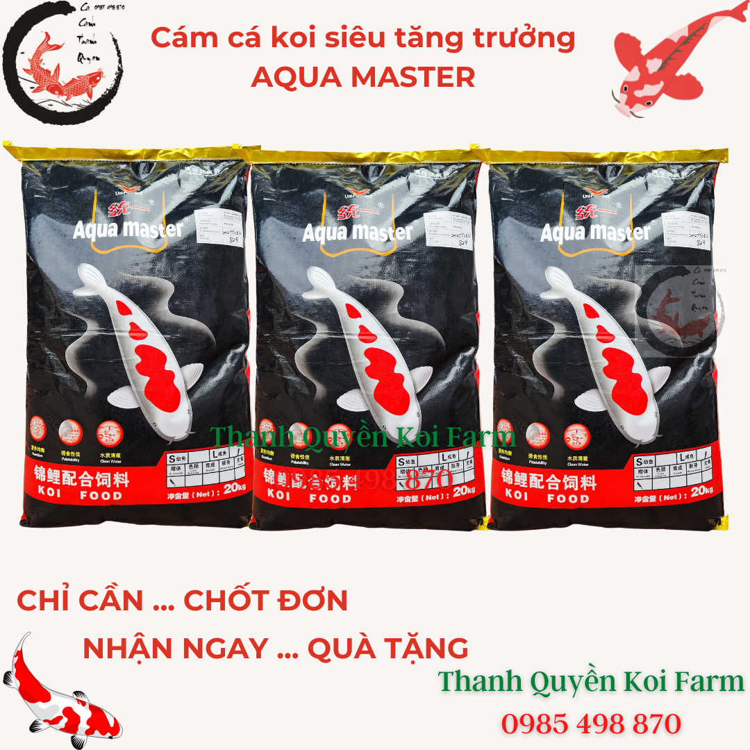 Cám cá koi thức ăn cá koi siêu tăng trưởng aquamaster hi - growth size l