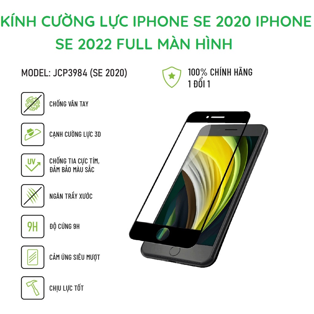 Kính cường lực full màn hình Iphone SE 2020 , SE 2022