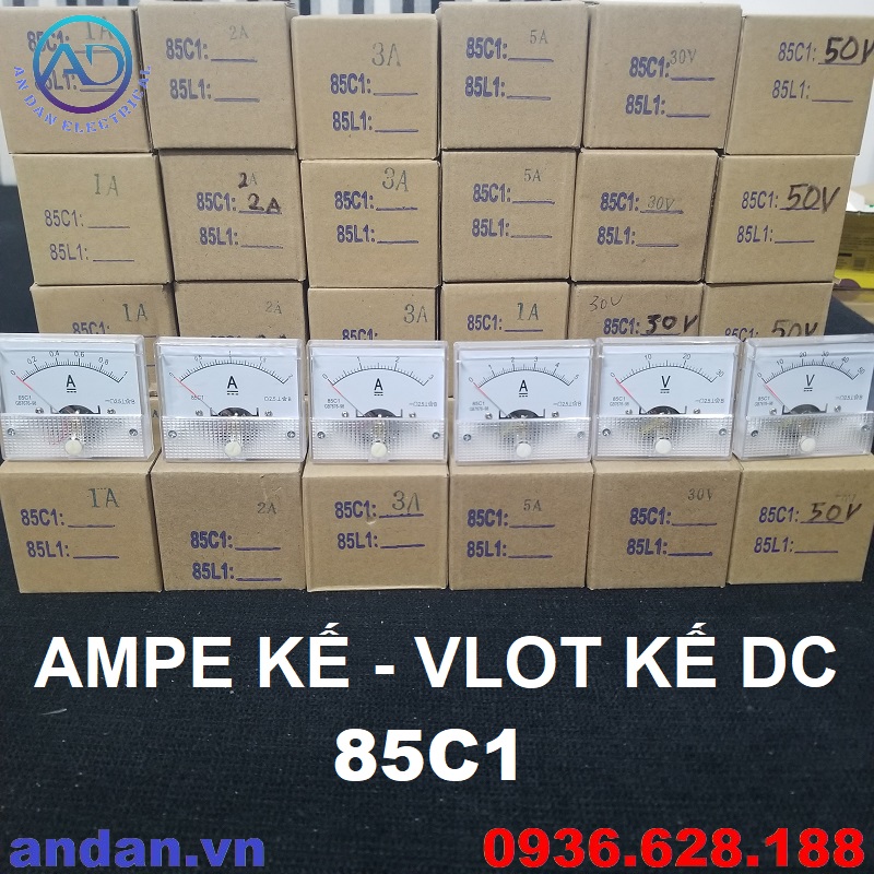 Ampe kế - volt kế cơ dc, đồng hồ đo dòng điện - điện áp dc 85c1 100ma 500ma 1a 2a 3a 5a 10v 30v 50v